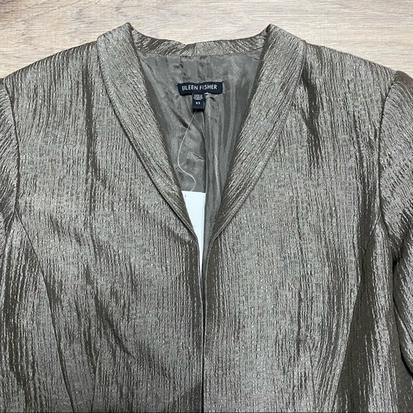 EILEEN FISHER bronze silk ravine blazer XS NEW - Picture 2 of 8